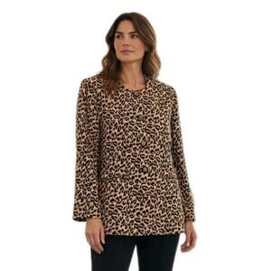 Exotic Leopard Blazer Jacket Sz 10 Animal Print Career‎ Office Workwear Dinner